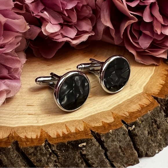 Black Mother of Pearl Cufflinks Tuxedo Studs Formal 8 Pcs Set - Picture 10 of 16